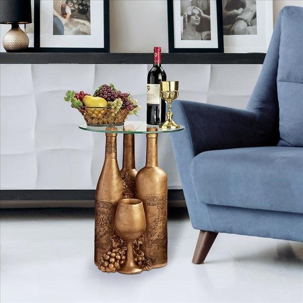 Wine and Dine Sculptural Glass-Topped Table, Design Toscano, Mfr#: EU32574